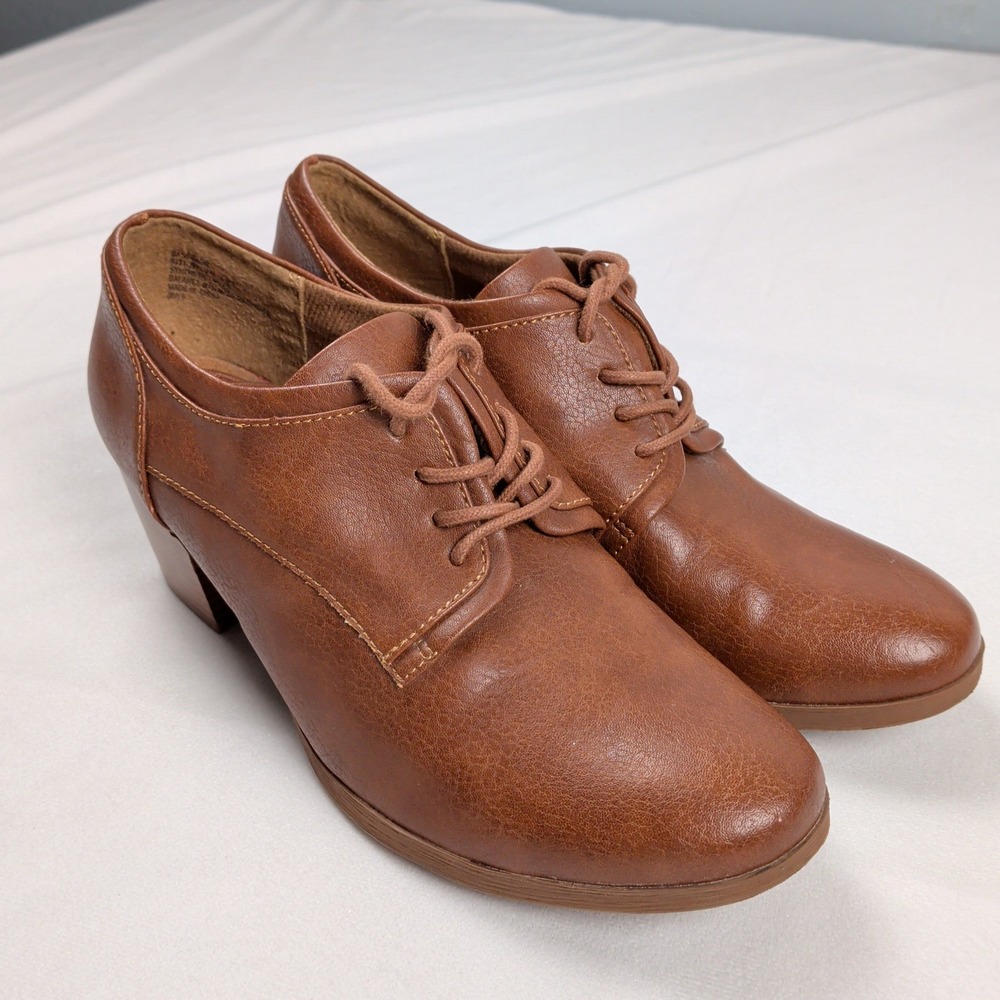 Retro Twee Dark Academia Brown Block Heel Oxfords Size 8.5